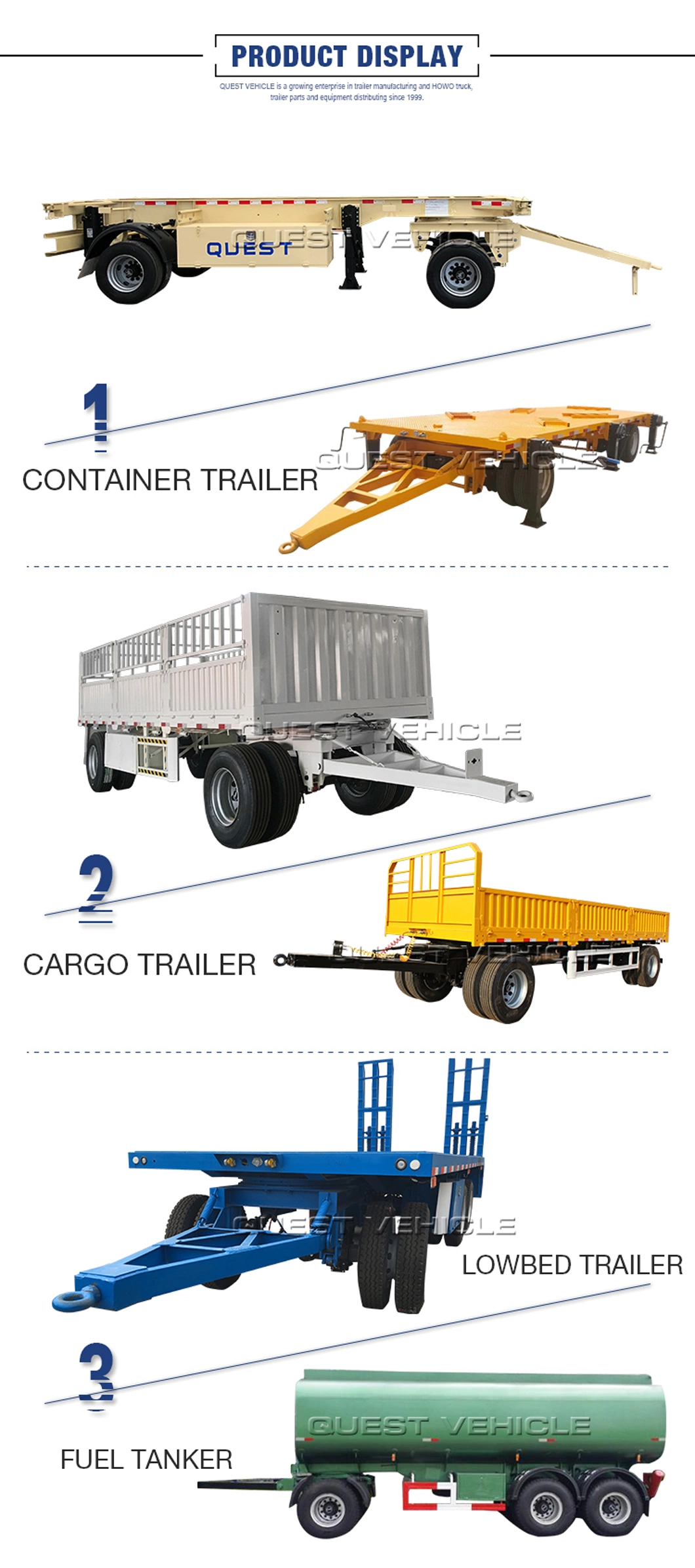 Quest 2axle 20FT Full Truck Drawbar Trailer Container Dolly Trailer